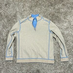 Tommy Bahama reversible men’s quarter zip sweater.